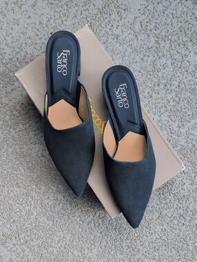 Franco Sarto Marine Blue Pointed-Toe Slip-On Mules, Nee In Box, Size 10